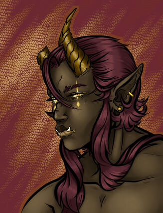 (DND) headshot of an unnamed half orc OC