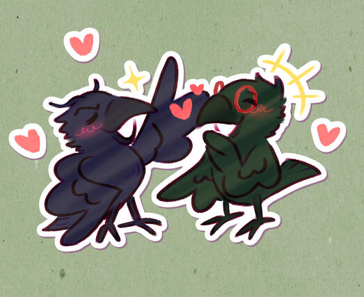 (Commission) bonus art for Scribbsly (twt) of their yumeship karaly/rosebrew as crows