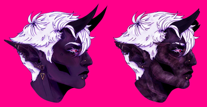 (DND) Experimental headshot of one of my OCs Amon