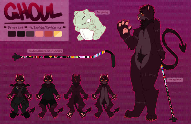 (Fursona) Reference sheet for my fursona Ghoul