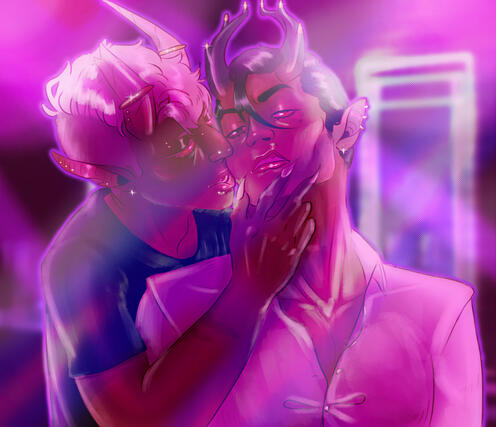 (OC) nightclub art of my OCs Guts and Ezra