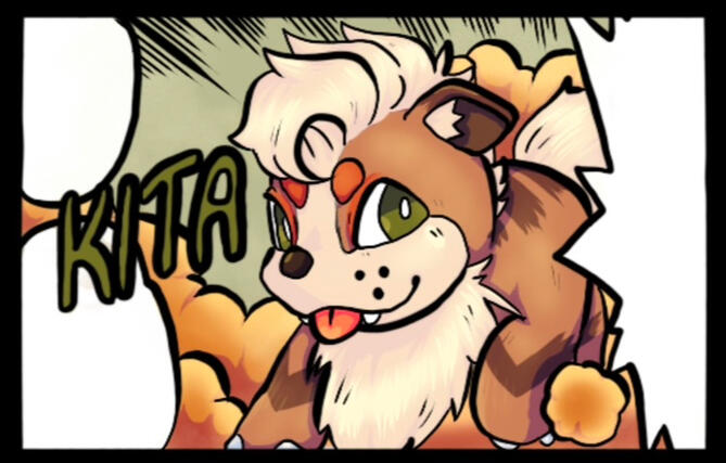 (Pokemon) Panel redraw from Pokemon Adventures with my fursona Kita