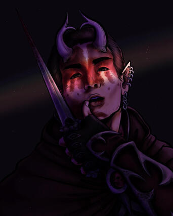 (Skyrim) gift art for Kingbitterbat of her skyrim oc Xenra, full render