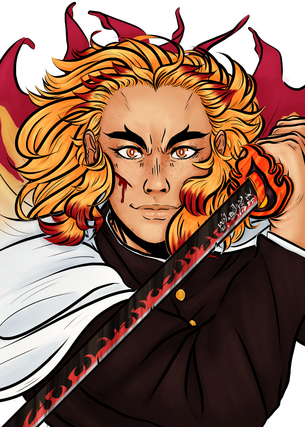 (Demon Slayer) my half of an art trade of Rengoku Kyojuro, flat color