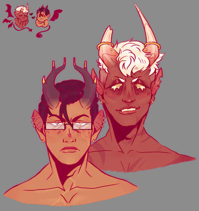(OC) headshots of my OCs Ezra and Guts