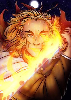 (Demon Slayer) my half of an art trade of Rengoku Kyojuro, full render