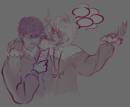 (Osomatsu-san) Bonus sketch of a friends ososan sona and Musical AU Ichimatsu/ Itchy